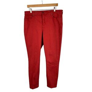 NYDJ For Chicos Womens Red Skinny Jeans Size 14 Lift Tuck Cotton Blend